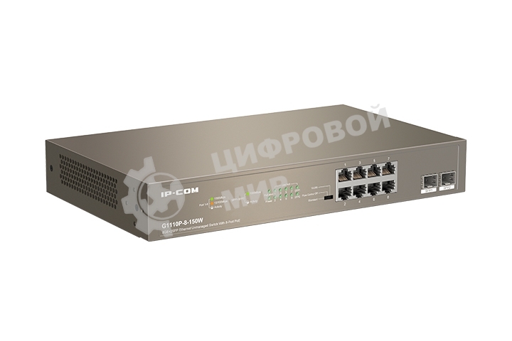Коммутатор неуправляемый IP-COM G1110P-8-150W Ethernet 8GE+2SFP С 8-Портовым PoE