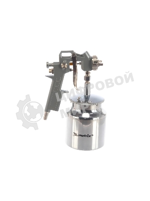 Краскопульт пневматический Matrix с нижним бачком v=075k + сопла диаметром 1.2 1.5 и 1.8мм