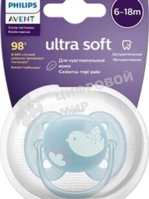 Пустышка Philips Avent ultra soft, птичка, 6-18 мес., 1 шт.