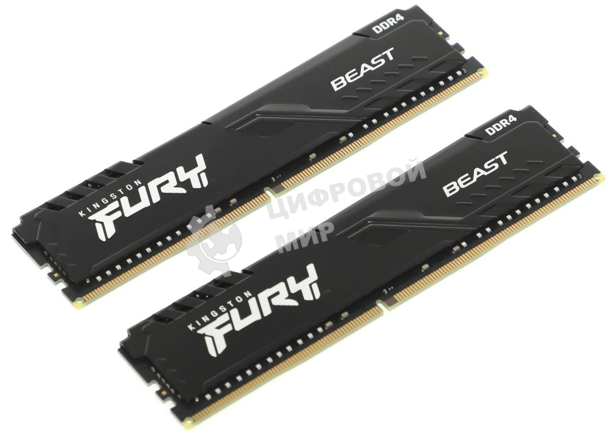 Оперативная память Kingston Fury Beast, DDR4, 64GB (2x32GB), 3200MHz, CL16, DIMM, черный