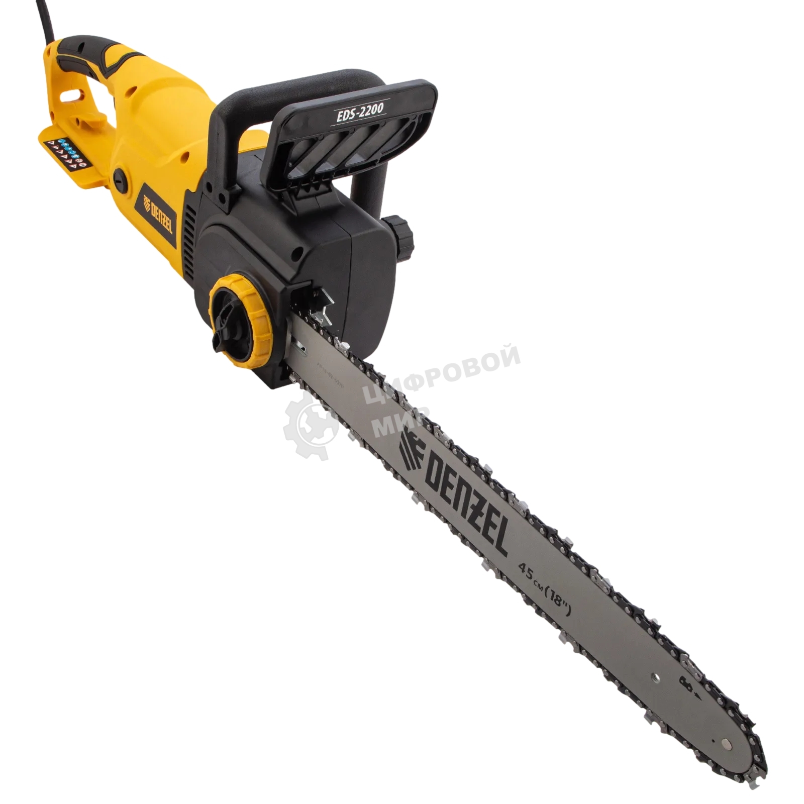 Пила цепная электрическая Denzel EDS-2200, 2,2кВт, продольная, шина 45 см, шаг 3/8, паз 1,3 мм, 62 зв