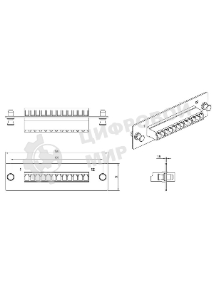 Модульная панель Hyperline, OS2 9/125, 12 х LC, Duplex 120х32, для FO-19BX, черный