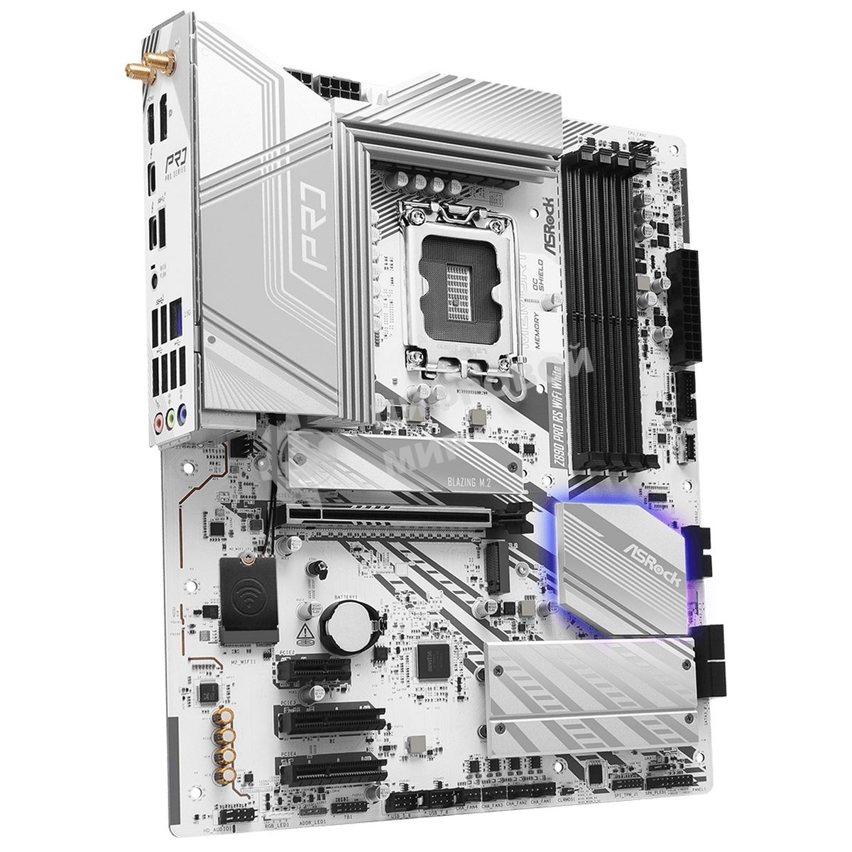 Материнская плата ASRock Z890 Pro RS WiFi белый, LGA 1851, Intel Z890, 4xDDR5, 4xSATA, 4xM.2, 1xPCIe 5.0 x16, 2xPCIe 4.0 x16, 1xPCIe x1, 2xUSB-C Thunderbolt 4, 4xUSB-A 3.2 Gen 1, 1xUSB-A 3.2 Gen 2, 1xHDMI, 1xDP, 1x2.5Gb LAN, 5x3.5 мм, 7.1, ATX