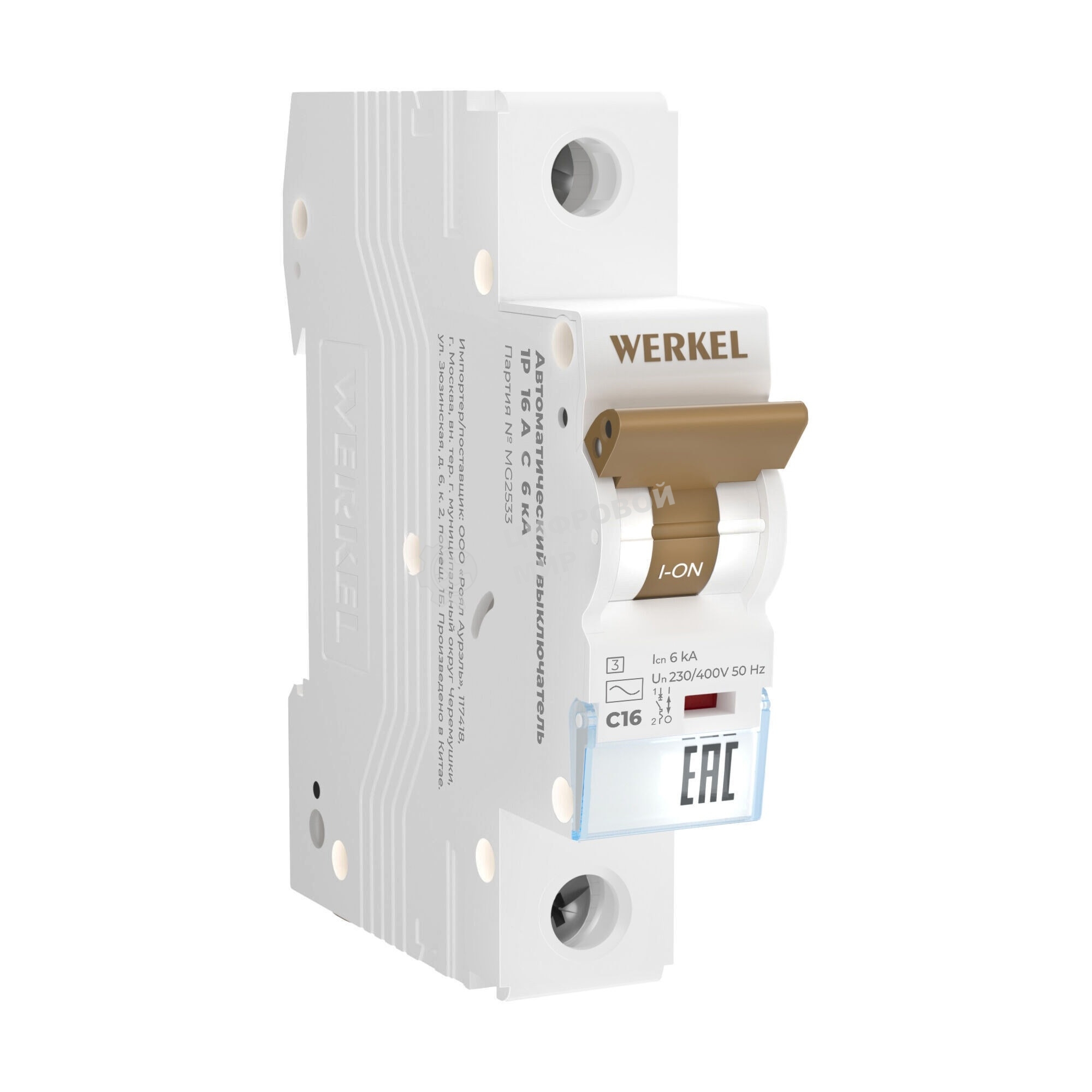 Автоматический выключатель Werkel 1P 16A C 6 кА W901P166