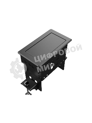 Прямоугольный металлический корпус Wize Pro WRTS-04BOX-B для модульной системы врезного лючка в стол с убирающейся крышкой для установки до 4 модулей-вставок, преустановленная рамка, черный