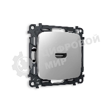 Комплект механизма розетки HDMI 2.0 OMEGA Серебро глянец 40V/500mA 2.0GHz 5-18Gbit/s QUANT (OP4140, VM222) MO414010