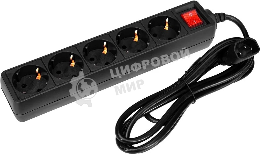 Сетевой фильтр PC Pet AP01006-E-BK (UPS) 1.8 м (5 розеток) черный