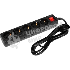 Сетевой фильтр PC Pet AP01006-E-BK (UPS) 1.8 м (5 розеток) черный