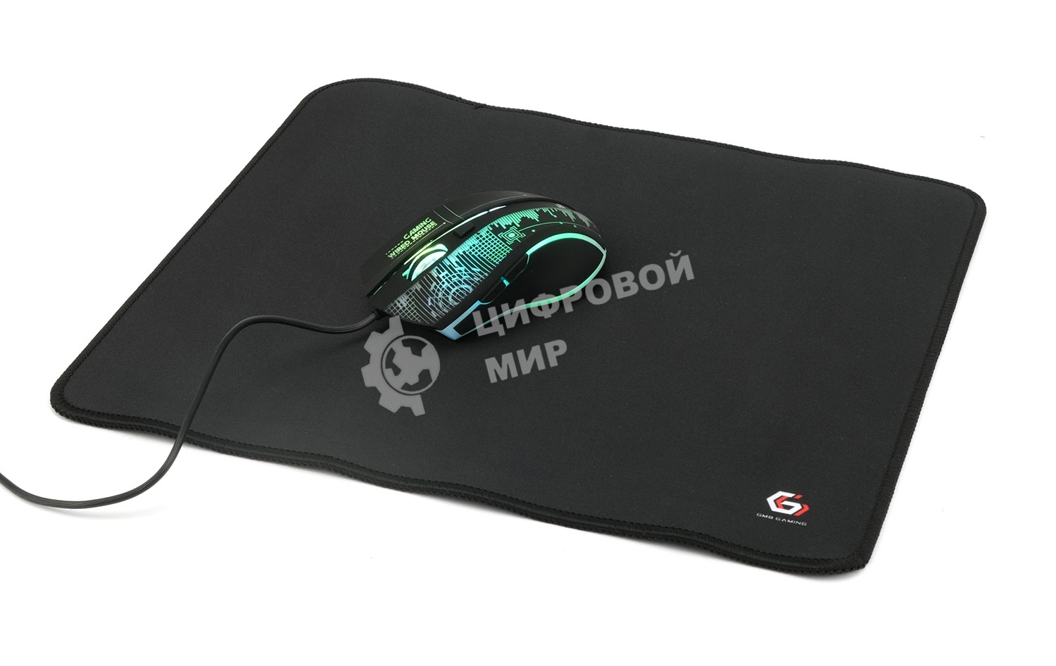 Коврик для мыши Gembird MP-35-30-BLACK, черный, 350х300х3мм, ткань/резина, оверлок, коробка