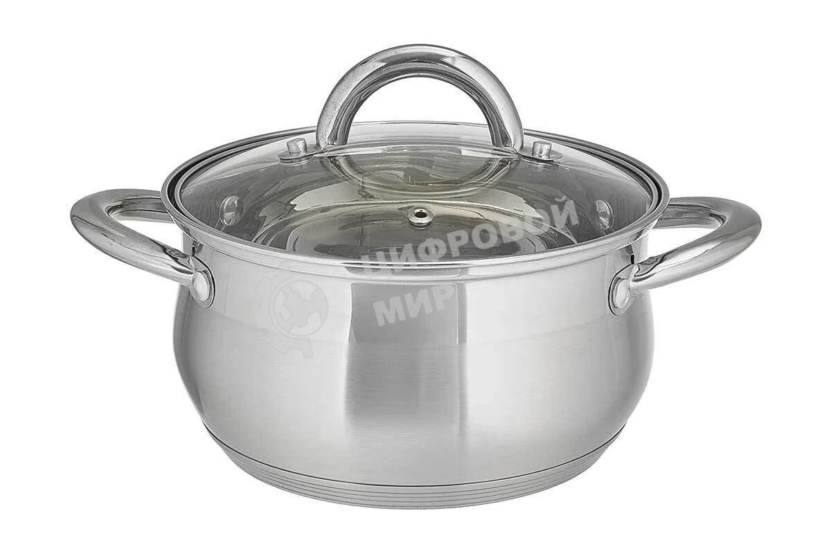 Кастрюля WEBBER BE-352/2 2,8 л, из нержавеющей стали со стеклянной крышкой