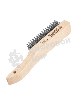 Щетка зачистная Denzel 6-и рядная, прямая проволока из нержавеющей стали с деревянной ручкой, EFP