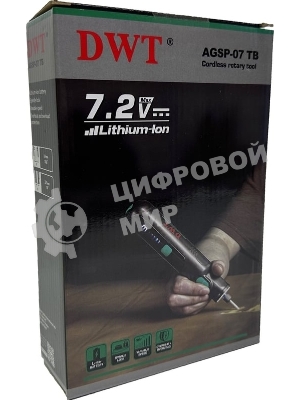 Прямошлифовальная машина (гравер) аккумуляторный DWT AGSP-07 TB /до 5000-30000 об.в мин/цанга 3.2 мм/6 скоростей/LED-подсветка/1.1 А·ч Li-ion/Type-C/черный (AGSP-07 TB)