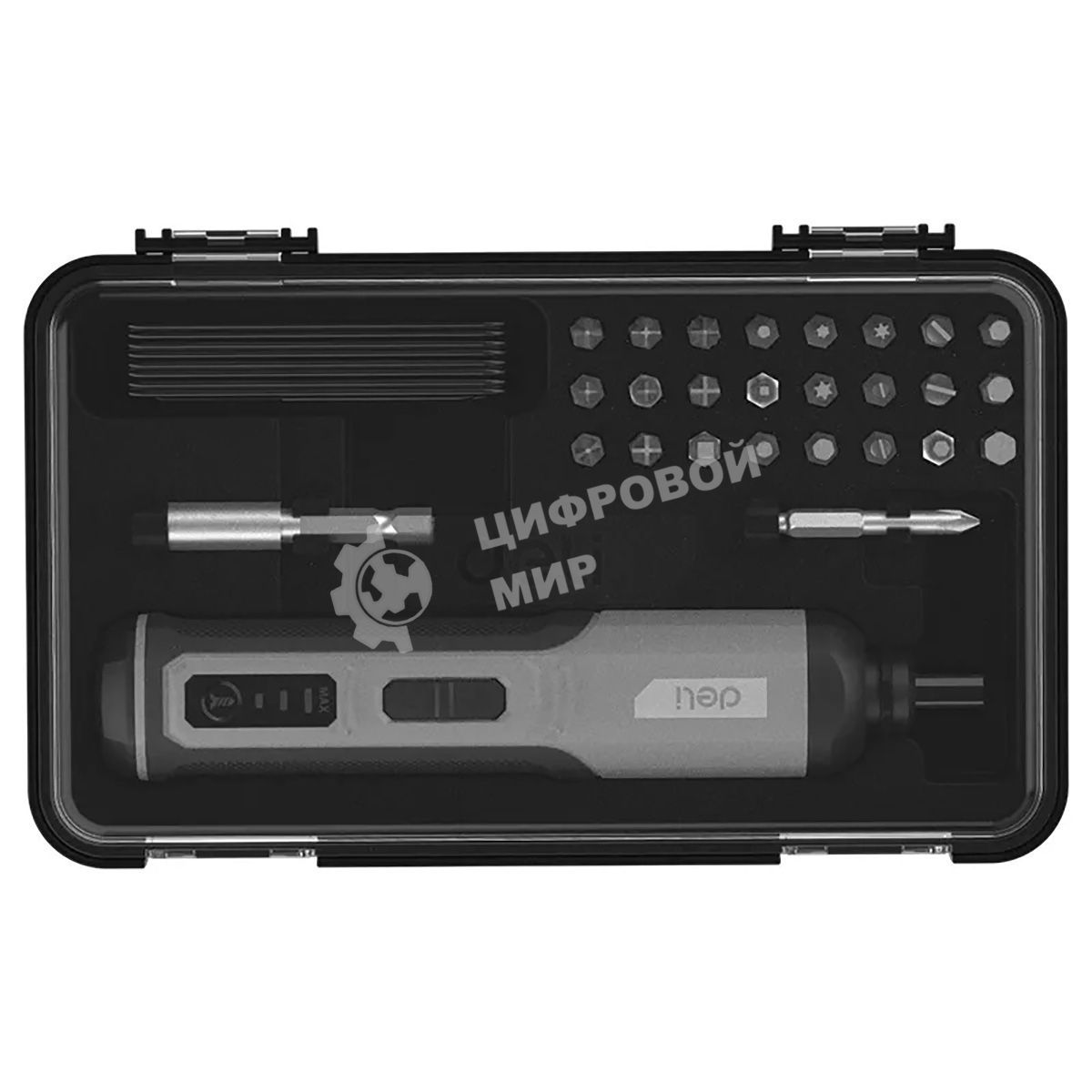 Отвертка аккумуляторная Deli DC161, (4В, 2А*ч, 5Нм, 300об/мин, Type-C, набор бит 4 шт, картон)