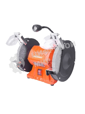 Станок заточной PATRIOT Expert GM 200 L, подсветка, 550Вт, 2980об/мин, 200мм диск, А36/А60 зерн, посадочный 16 мм, асинхронный, адаптер на круги 32 мм