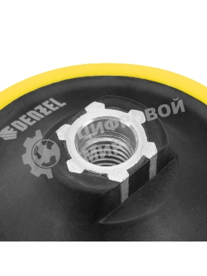 Тарелка опорная для дрели и УШМ Denzel с липучкой, 115 мм, мягкая, с адаптером c М14 на d8