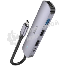 Разветвитель USB-C Hoco HB27 4порт. серый