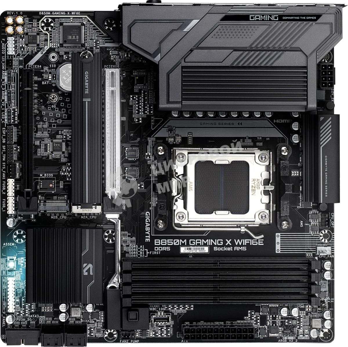 Материнская плата Gigabyte B850M GAMING X WIFI6E/WF6E, Socket AM5, AMD B850, 4xDDR5, 4xSATA, 2xM.2, 1xPCI-E 5.0 x16, 1xPCI-E 3.0 x4, 1xHDMI, 2xDP, 1x 2.5Gb LAN, 1xUSB-C 3.2 Gen 2, 1xUSB-A 3.2 Gen 2, 2xUSB-A 3.2 Gen 1, 4xUSB-A 2.0, 3x3.5 мм, 7.1, Micro-ATX