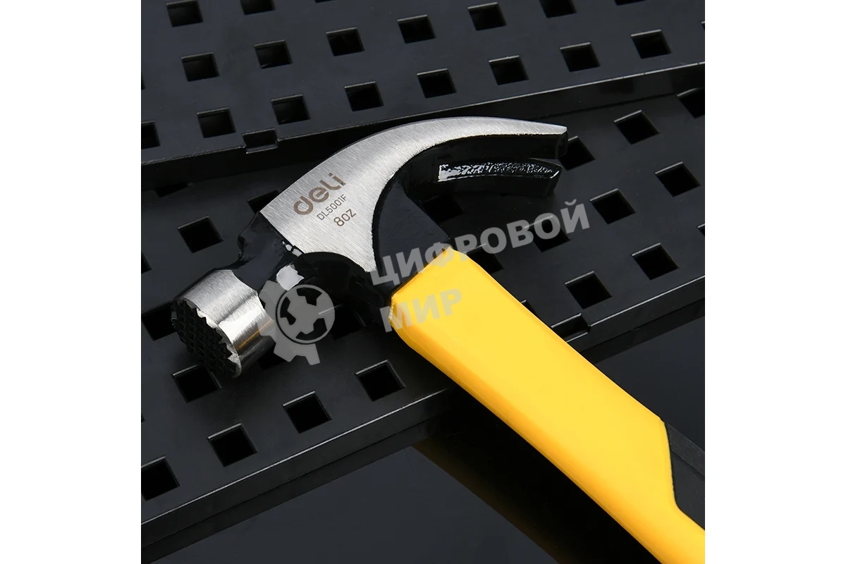 Молоток-гвоздодер Deli DL5001F 225 гр магнит, противоскользящий боек, фиберглассовая рукоять