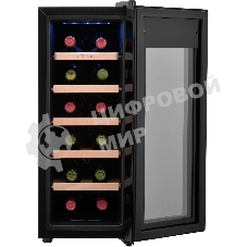 Винный шкаф ZÜGEL ZTWF122B черный, 32 л, 1 отсек, 12 бут.