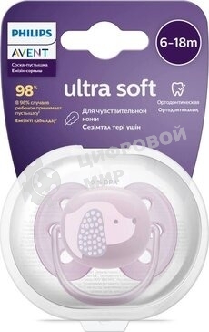 Пустышка Philips Avent ultra soft, собачка, 6-18 мес., 1 шт.
