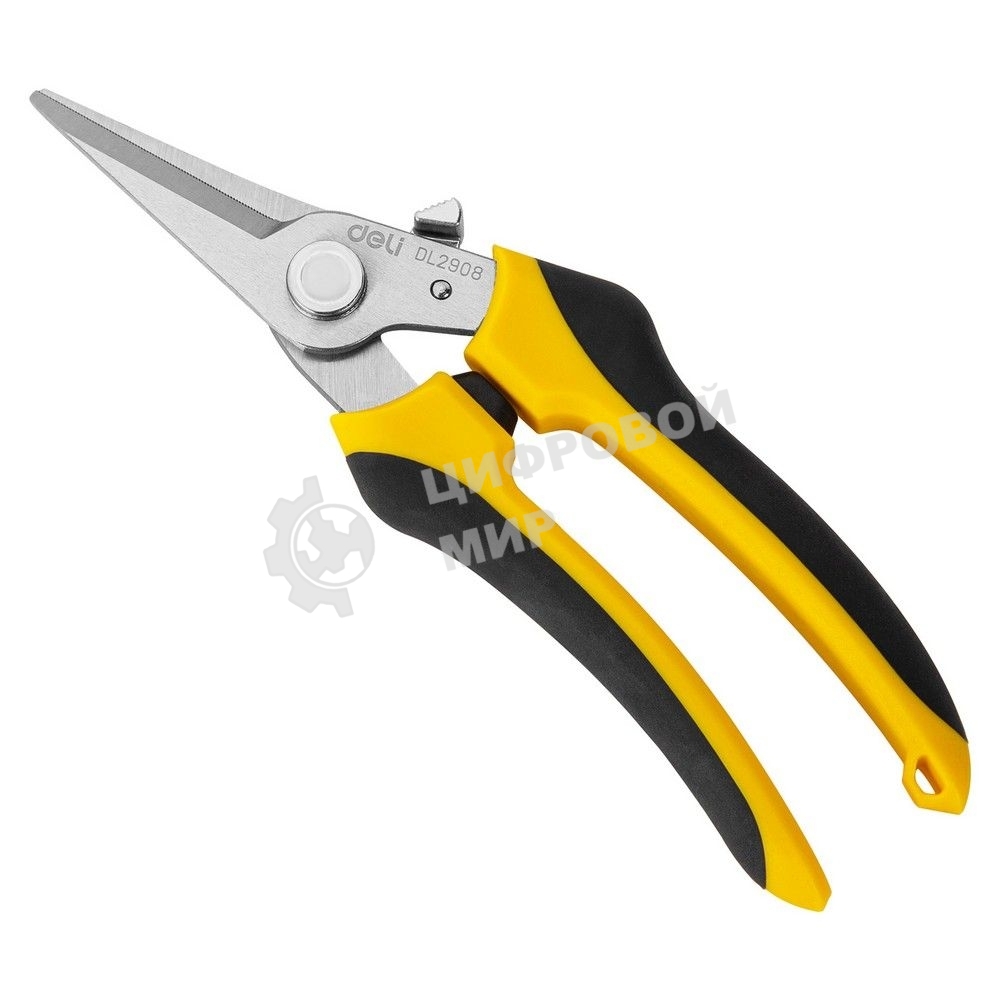 Ножницы универсальные строительные Deli DL2908 205мм, 48-52HRC, прорезиненная рукоятка