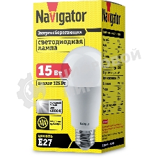 Лампа светодиодная Navigator NLL-A60-15-230-4K-E27 15 Вт грушевидная 4000К белый E27 1200 лм 176-264В