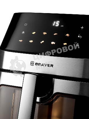 Аэрогриль Brayer 2044BR черный, 2200 Вт, 8 л, сенсор, 10 программ