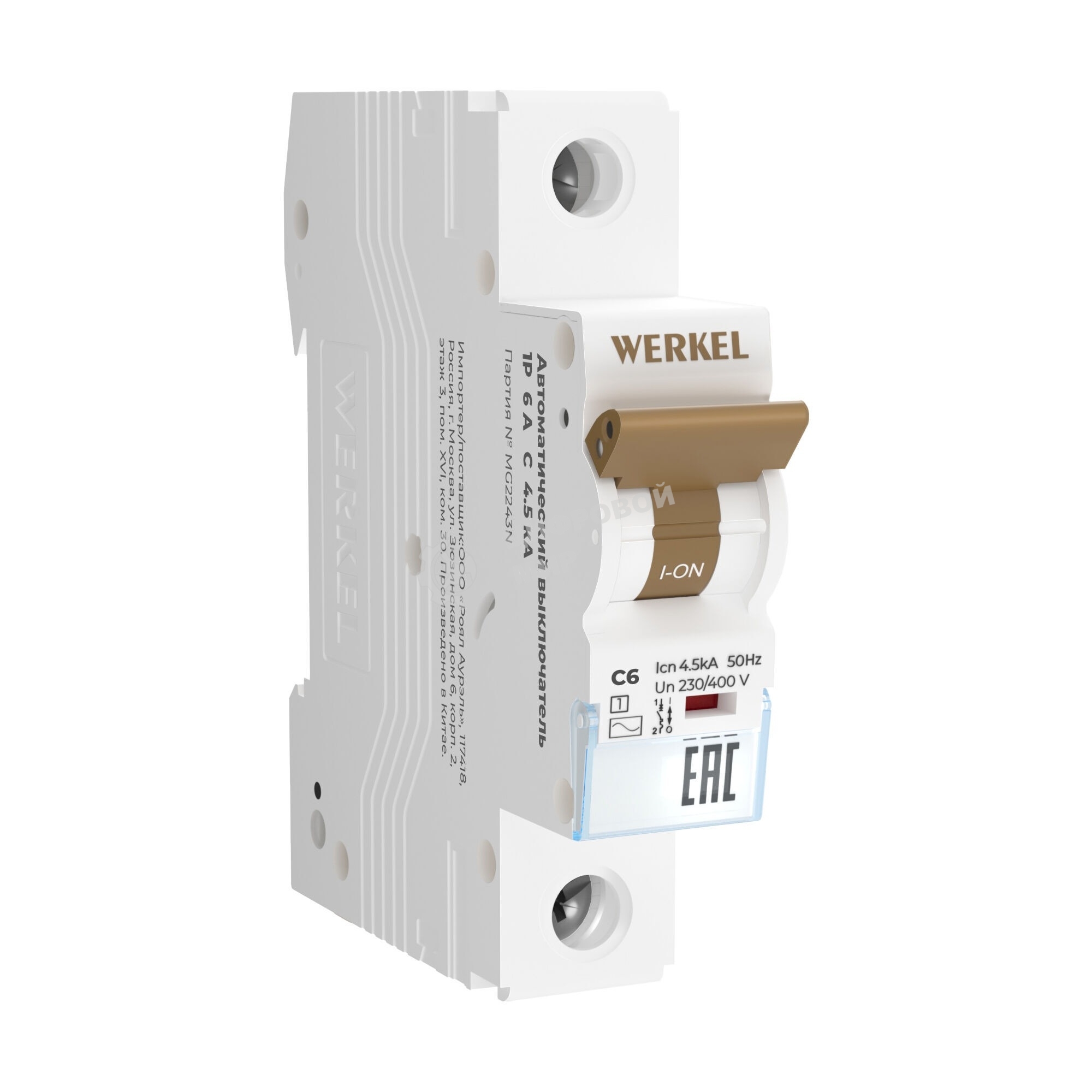 Автоматический выключатель Werkel 1P  6 A  C  4,5 kА W901P064