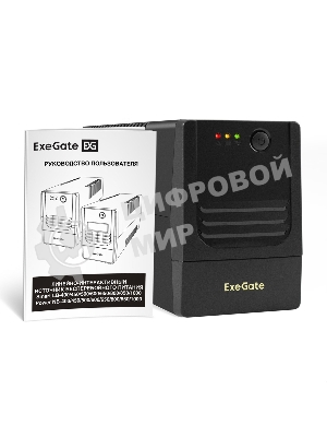 Источник бесперебойного питания ExeGate Power NB-800.LED.AVR.2SH (800VA/480W, LED, AVR, 2*Schuko, батарея 12V 9Ah, Black)