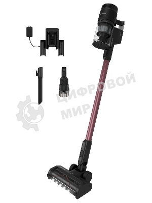 Пылесос вертикальный Grundig VCP 7330 черный/бордовый, питание от аккумулятора, 100 Вт, уборка сухая, пылесборник 0.7 л