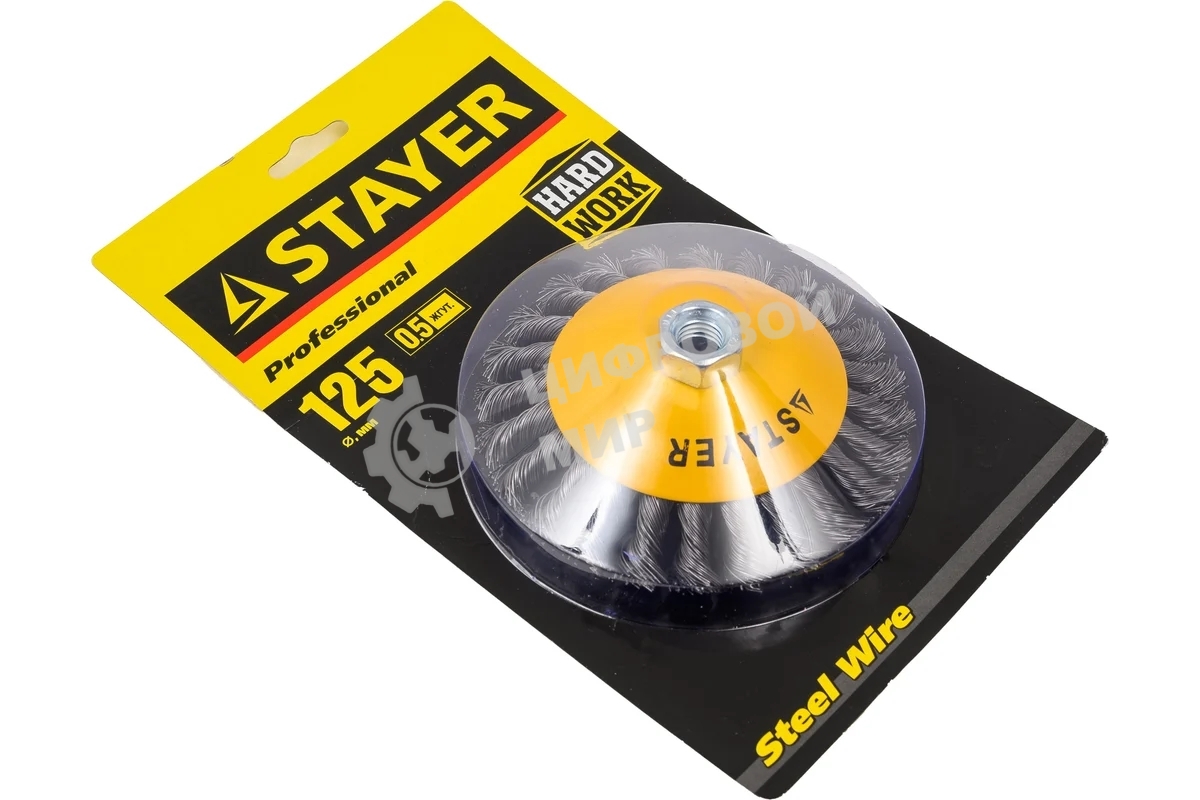 Кордщетка STAYER PROFESSIONAL 35135-125коническая М14 плетеная 0.5мм d125мм