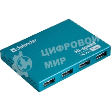 Разветвитель Defender SEPTIMA SLIM USB2.0 - 7 портов, + блок питания DC 5В 2А, + кабель USB 2.0 A(M) - MiniB (M) - 1м