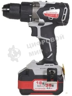 Дрель-шуруповерт аккумуляторная бесщеточная ИНТЕРСКОЛ ДА-13/36В 70 Li-ion АПИ [814.2.2.70] кейс, 2 аккум. 2,0А·ч, ЗУ