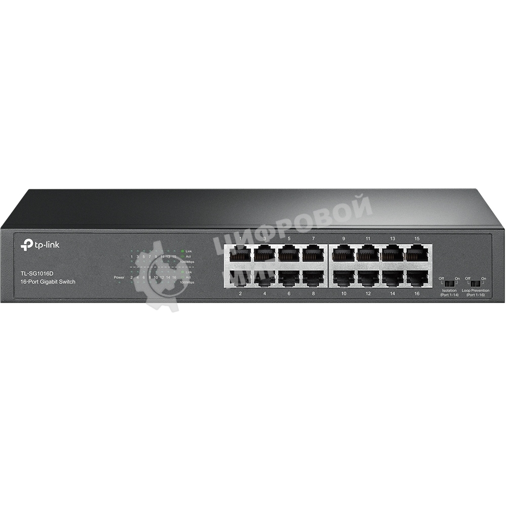 Коммутатор TP-Link TL-SG1016D, 16×1 Гбит/с, неуправляемый
