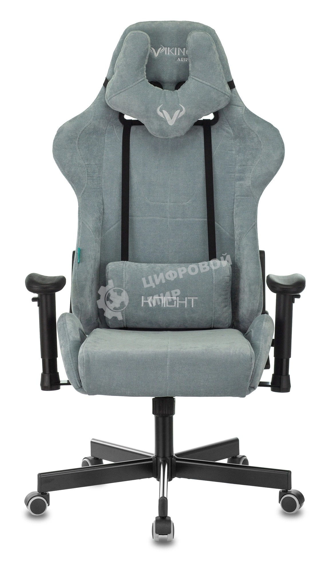 Кресло игровое Бюрократ VIKING KNIGHT LT28 FABRIC серо-голубой крестовина металл/пластик