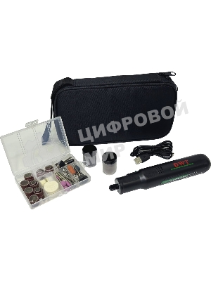 Прямошлифовальная машина (гравер) аккумуляторный DWT AGSP-07 TB /до 5000-30000 об.в мин/цанга 3.2 мм/6 скоростей/LED-подсветка/1.1 А·ч Li-ion/Type-C/черный (AGSP-07 TB)