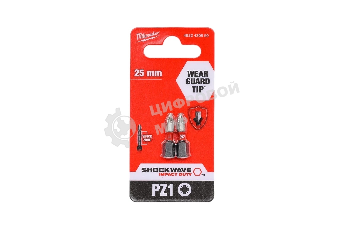Бита Milwaukee Shockwave PZ1 25мм 2шт (4932430860)