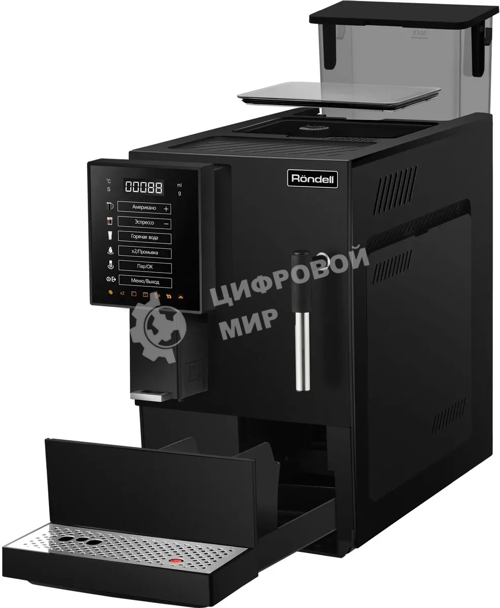 Кофемашина автоматическая Rondell-МБТ RDE-1117 черный, исп. кофе - зерновой, 1.1 л, 1351 Вт, 20 бар