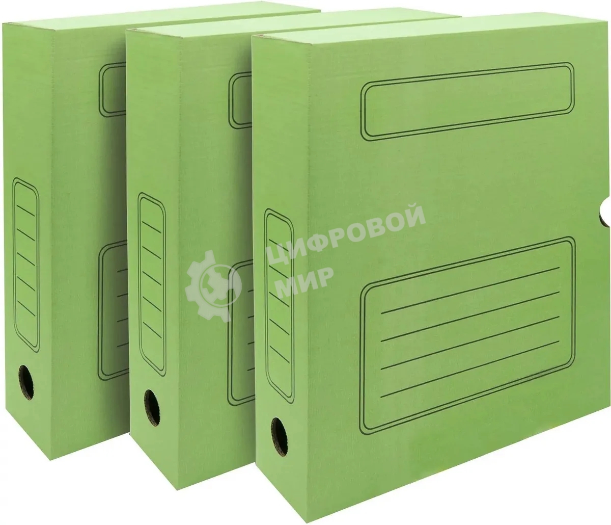 Короб архивный Silwerhof 1914764 микрогофрокартон корешок 75мм, A4 зеленый (упаковка: 3шт)