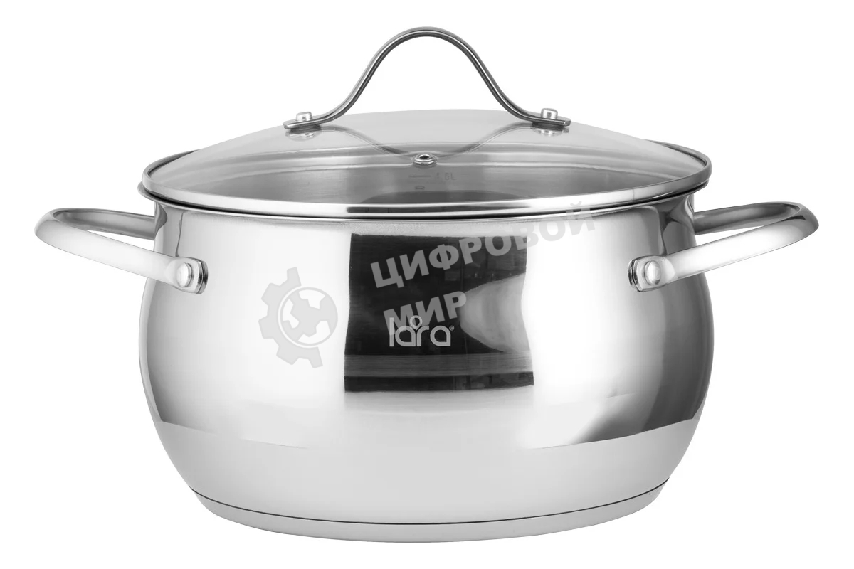 Кастрюля LARA LR02-34 Apple 22x12,5 см, 4.7 л, нержавеющая сталь, с крышкой