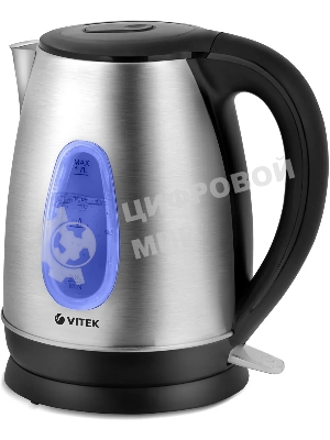 Чайник электрический Vitek VT-7039, 2200 Вт, серебристый и черный