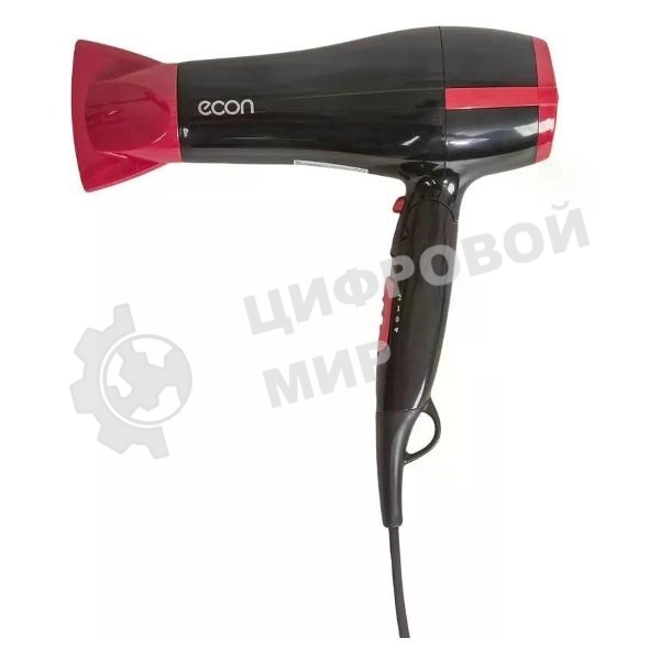 Фен ECON ECO-BH220D черный/красный, 2200 Вт, компактный, ионизация