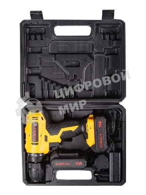 Дрель-шуруповерт Eurolux ДА-16DU-2, 12 В, 1.5 Ач, 25 Нм, щеточный