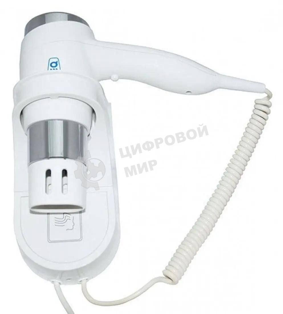 Фен настенный G-TEQ 8719 1200Вт 15м/с 110х310х260мм пластик белый/хром 2 скорости хол. обдув