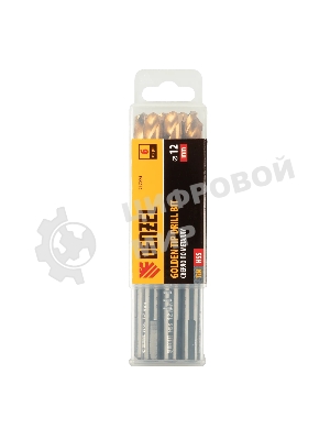 Сверло по металлу Denzel 12 мм, HSS-Tin, Golden Tip, 6 шт.