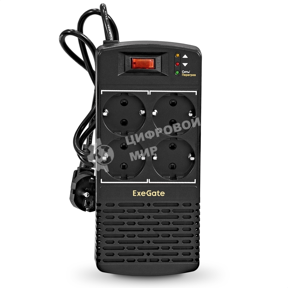 Стабилизатор ExeGate Power AD5000-1000 (1000VA/500W, диапазон 150...280В, 4 евророзетки)