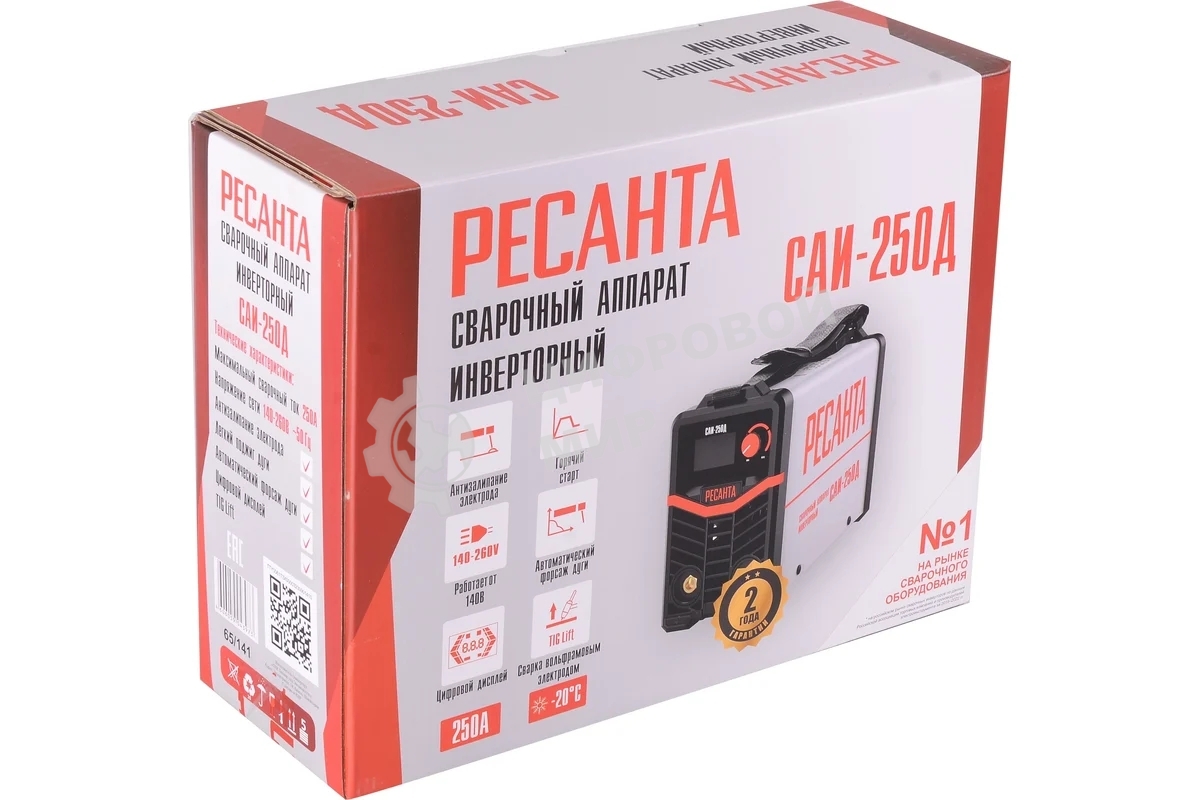 Сварочный аппарат Ресанта САИ-250Д инвертор ММА/TIG 9.5кВт