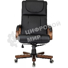 Кресло руководителя Бюрократ T-9933Walnut черный, эко.кожа, крестов. металл/дерево
