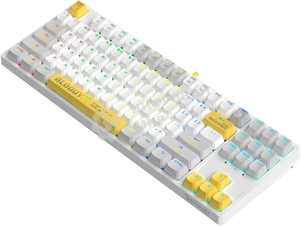 Клавиатура проводная A4Tech Bloody S87 Energy (S87 USB ENERGY WHITE) USB белый/желтый