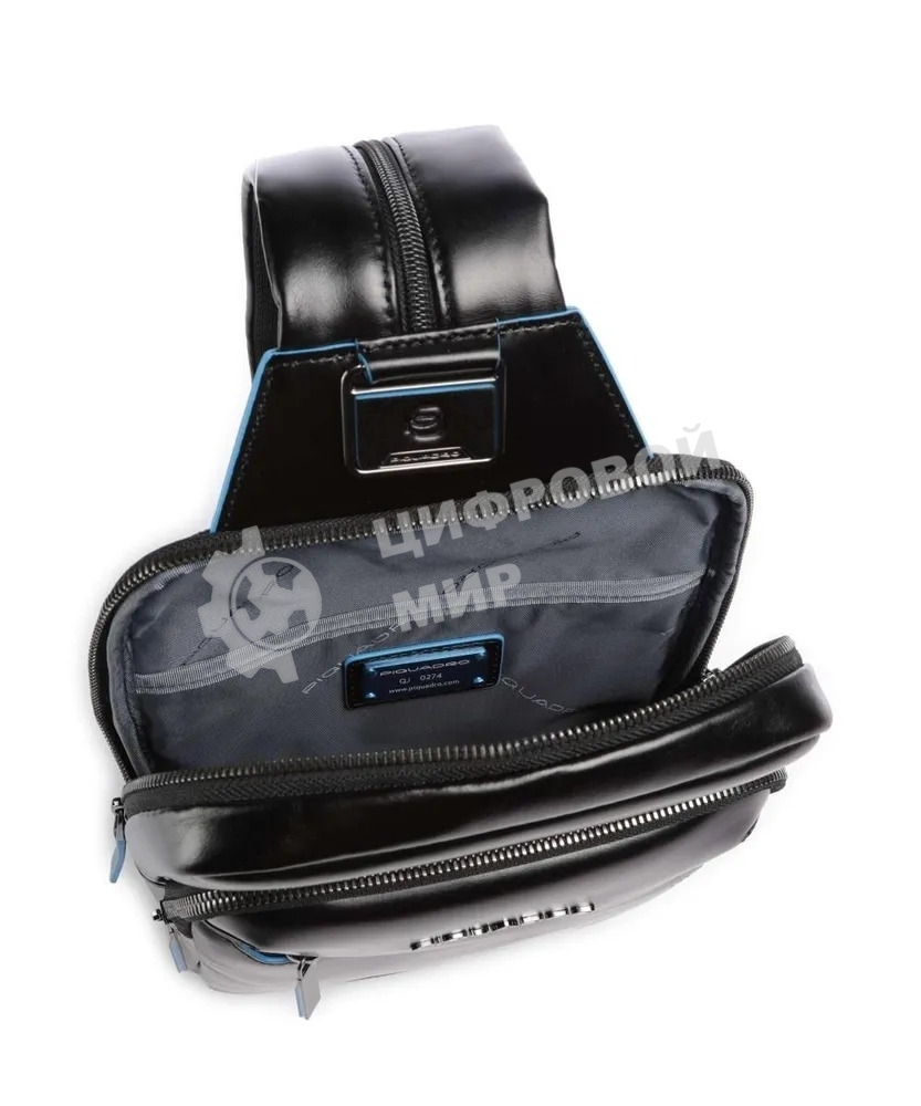 Рюкзак слинг мужской Piquadro Blue Square CA6589B2/N, кожа, черный